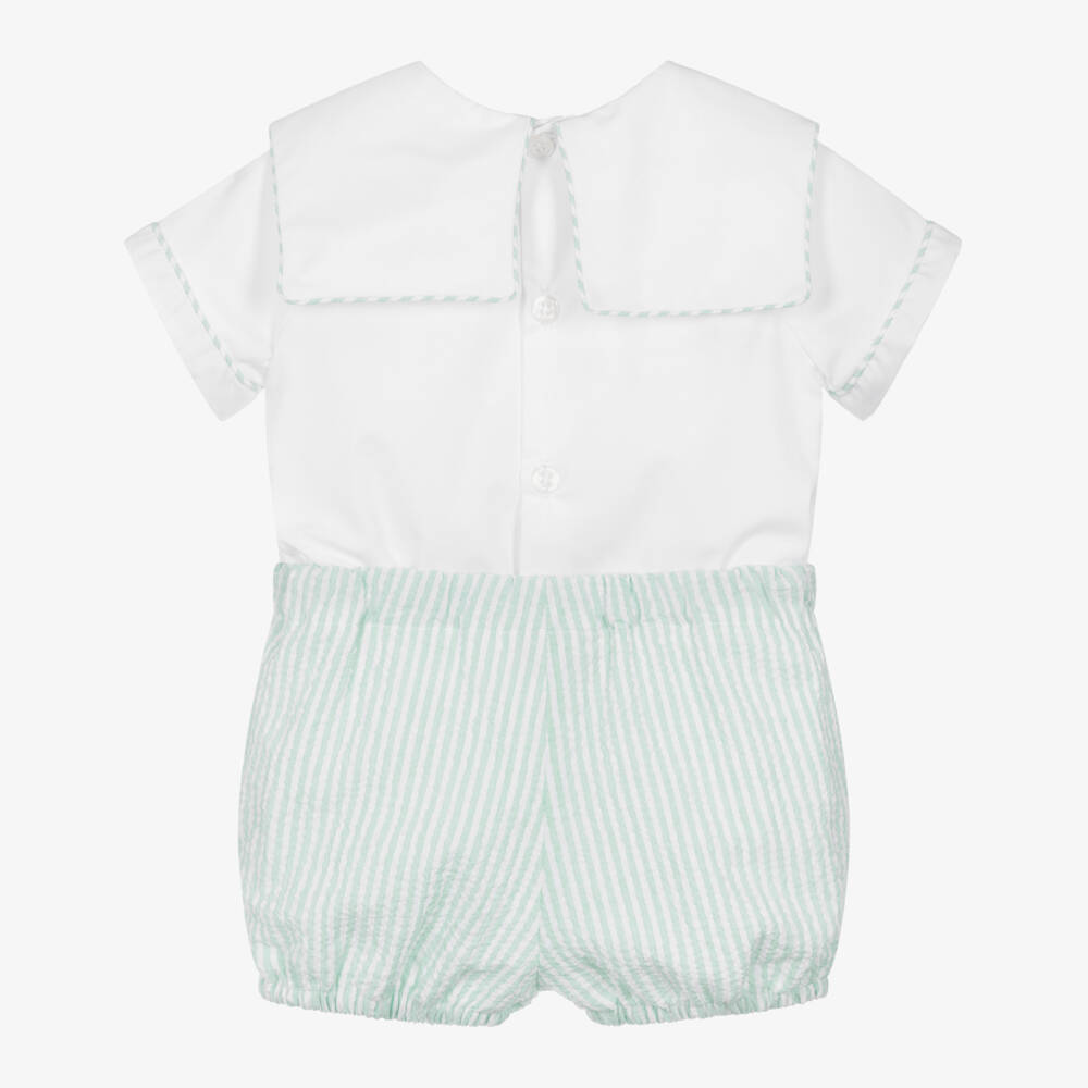 Kidiwi-Boys Soft Green & White Suit Set | Childrensalon Outlet