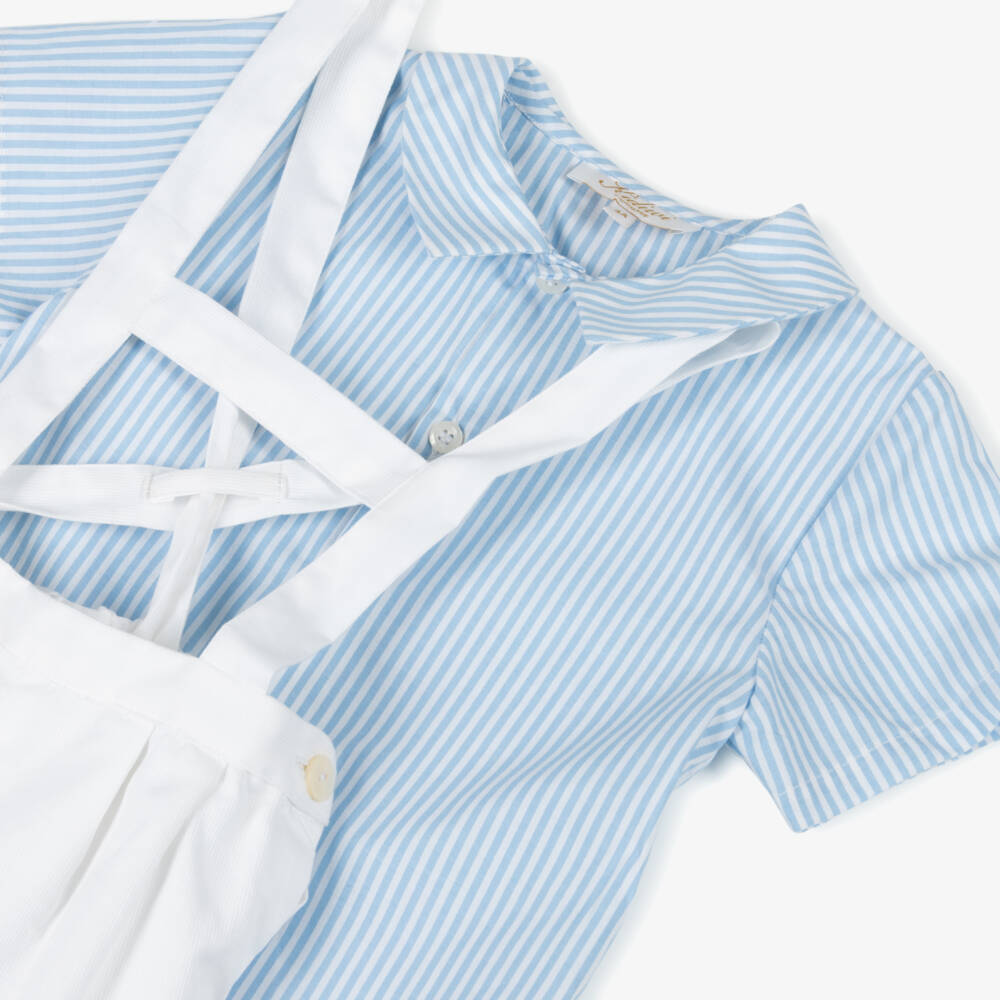 Kidiwi-Boys Striped Blue Shorts Ensemble | Childrensalon Outlet
