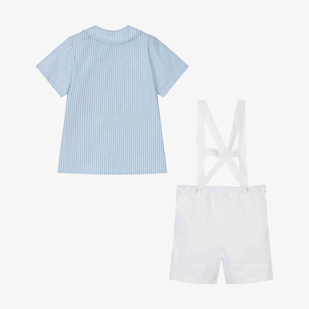 Kidiwi-Boys Striped Blue Shorts Ensemble | Childrensalon Outlet