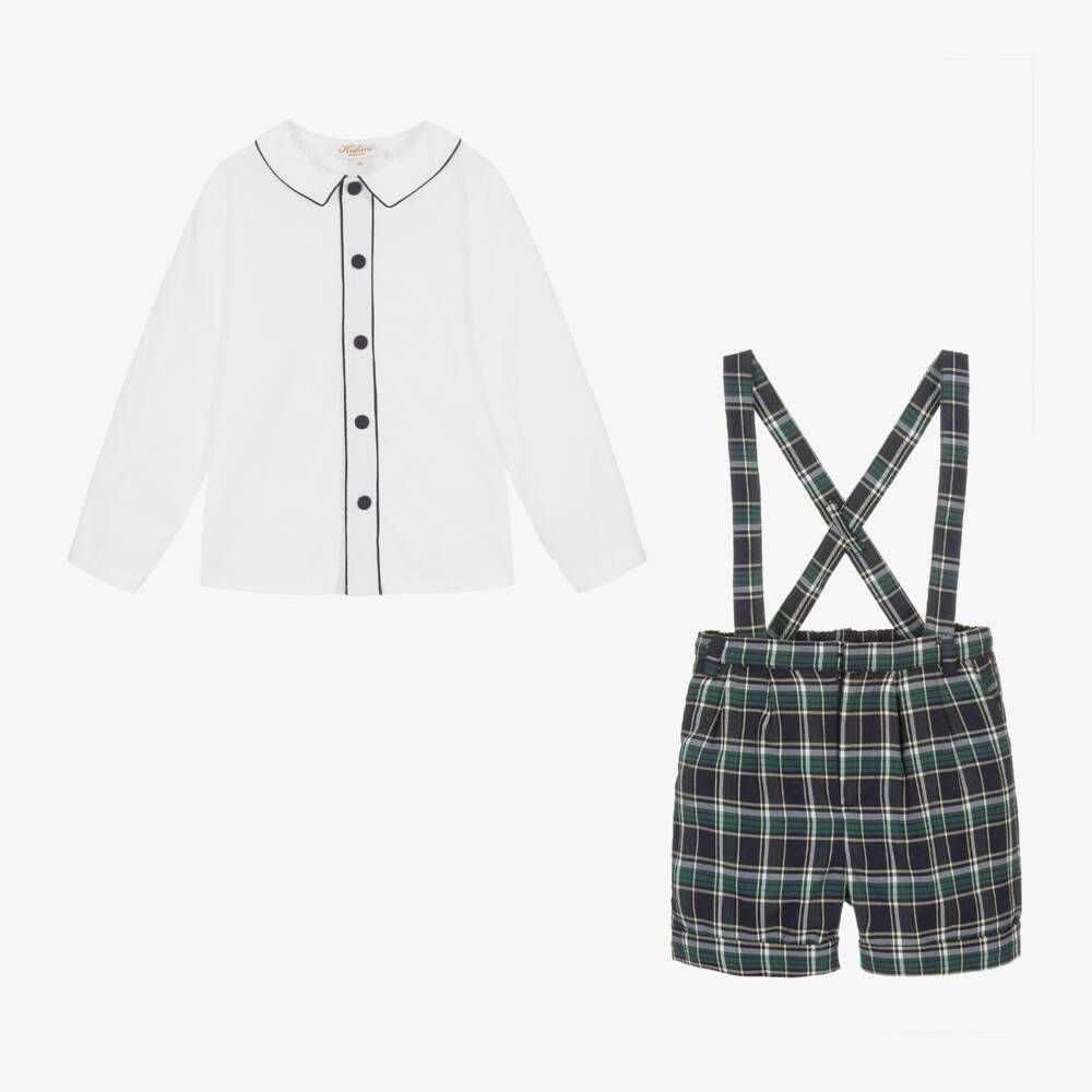 Kidiwi-Boys Tartan Shorts and Shirt Set | Childrensalon Outlet