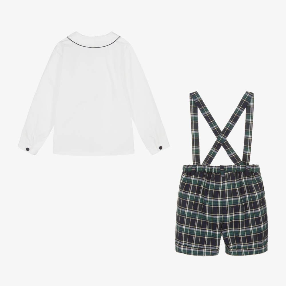 Kidiwi-Boys Tartan Shorts and Shirt Set | Childrensalon Outlet