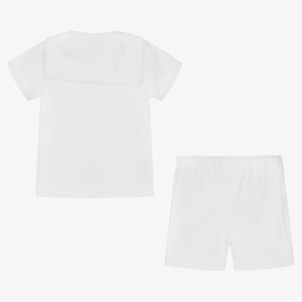 Kidiwi-Boys White Cotton Shorts Set | Childrensalon Outlet