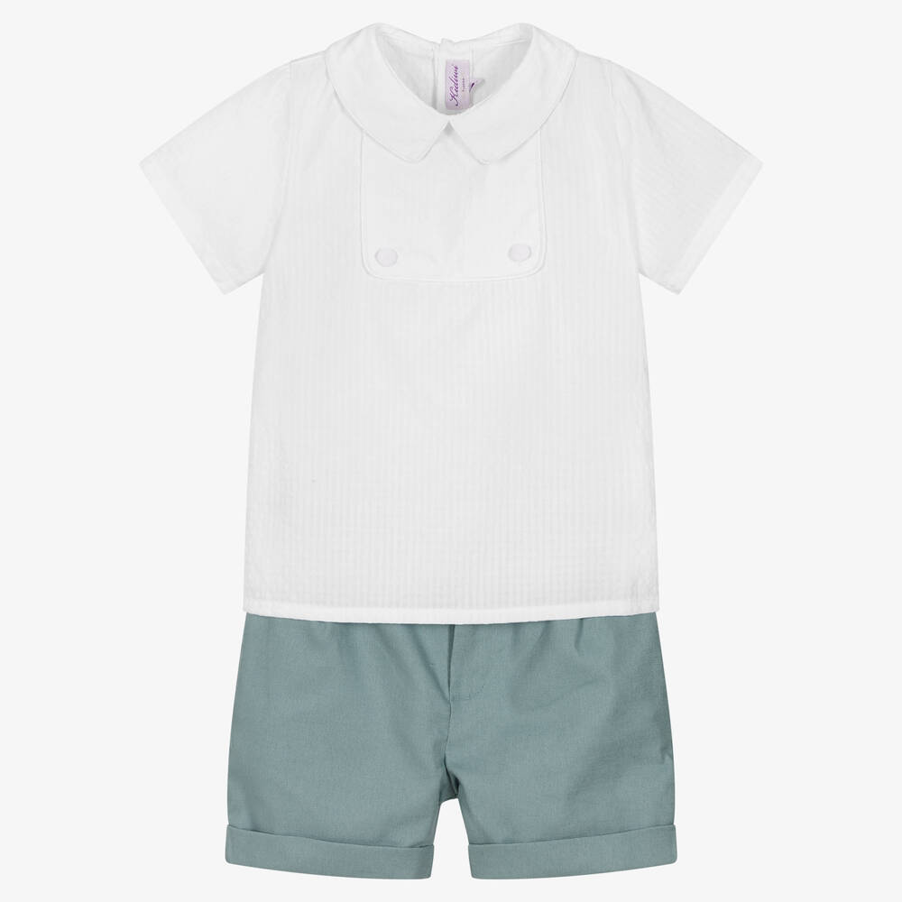 Kidiwi - Белая рубашка и зеленые шорты | Childrensalon