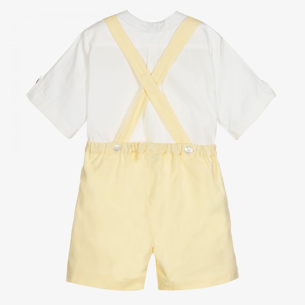 Kidiwi-Boys Yellow Linen Shorts Set | Childrensalon Outlet