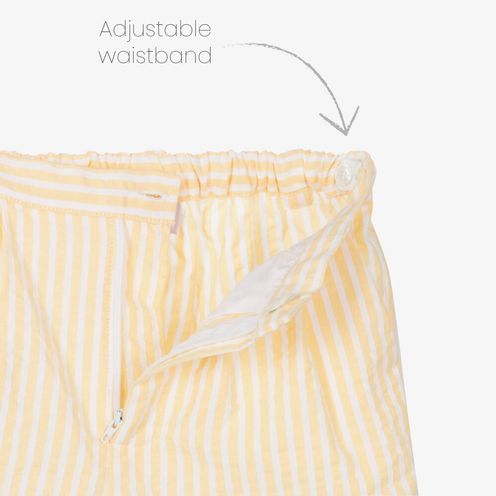 Kidiwi-Boys Yellow & White Cotton Shorts Set | Childrensalon Outlet