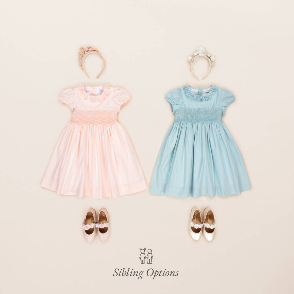 Kidiwi-Girls Aqua Hand-Crafted Poplin Dress | Childrensalon Outlet
