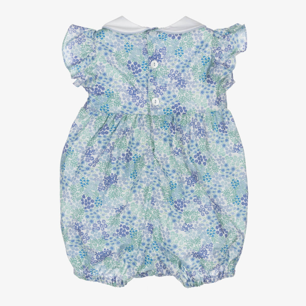 Kidiwi-Girls' Azure Floral Cotton Romper | Childrensalon Outlet