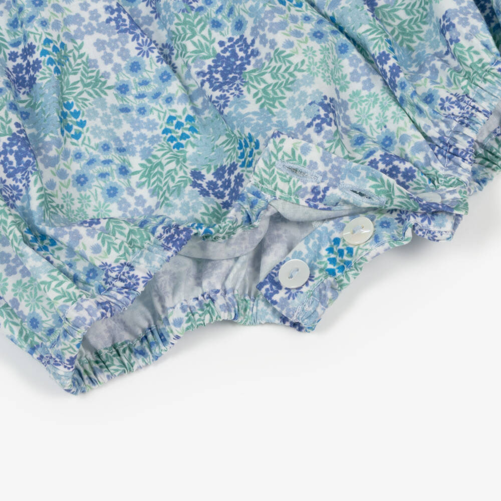 Kidiwi-Girls' Azure Floral Cotton Romper | Childrensalon Outlet