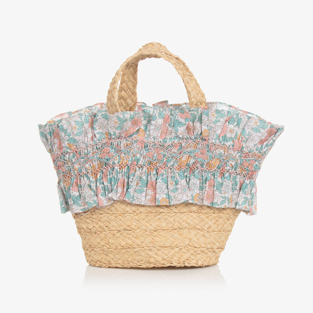 Kidiwi-Girls Beige Raffia Handbag | Childrensalon Outlet
