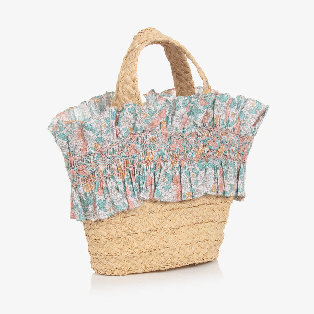 Kidiwi-Girls Beige Raffia Handbag | Childrensalon Outlet