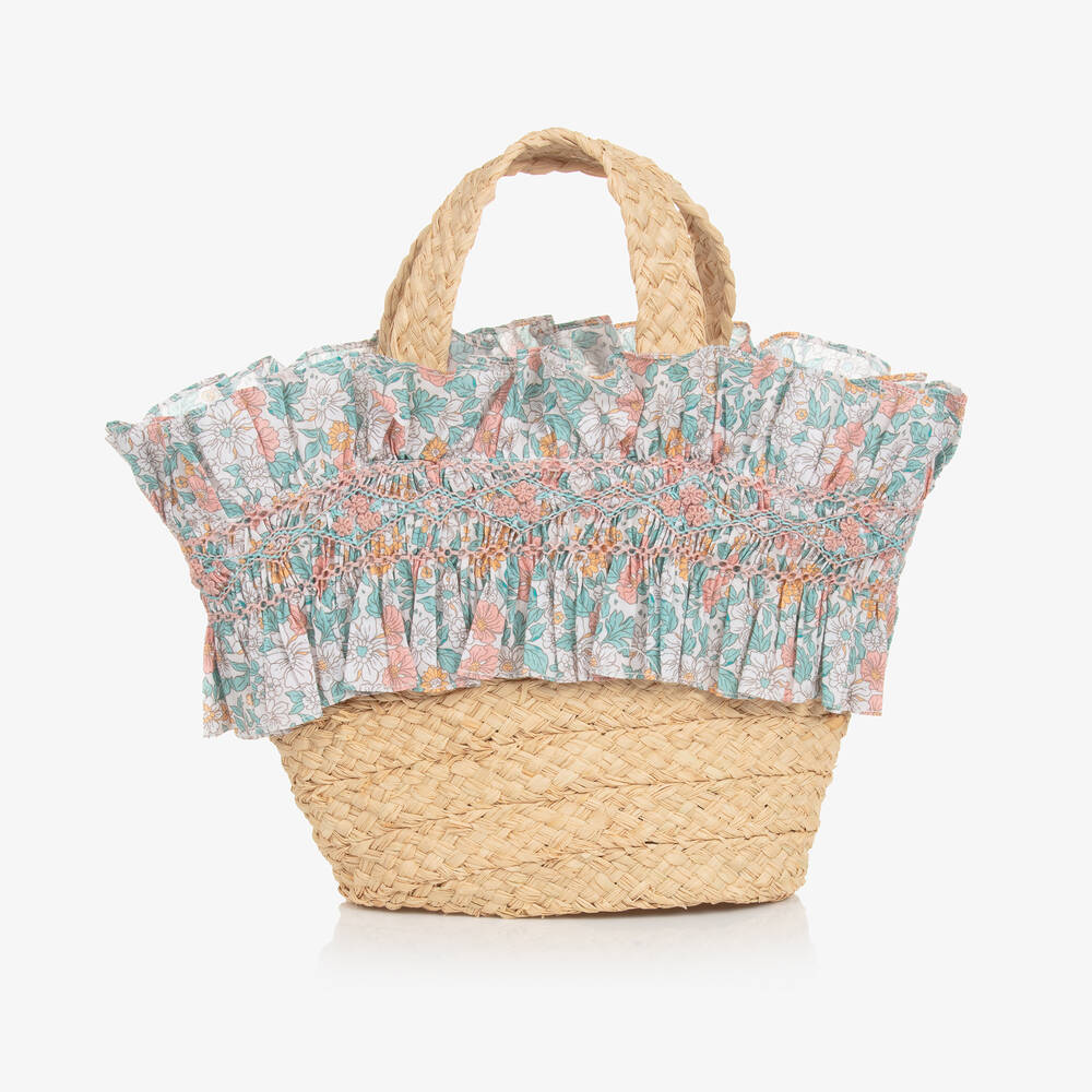 Kidiwi-Girls Beige Raffia Handbag | Childrensalon Outlet