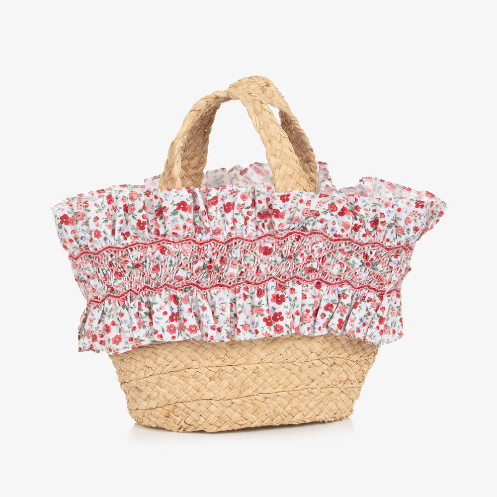 Kidiwi-Girls Beige Raffia Handbag | Childrensalon Outlet