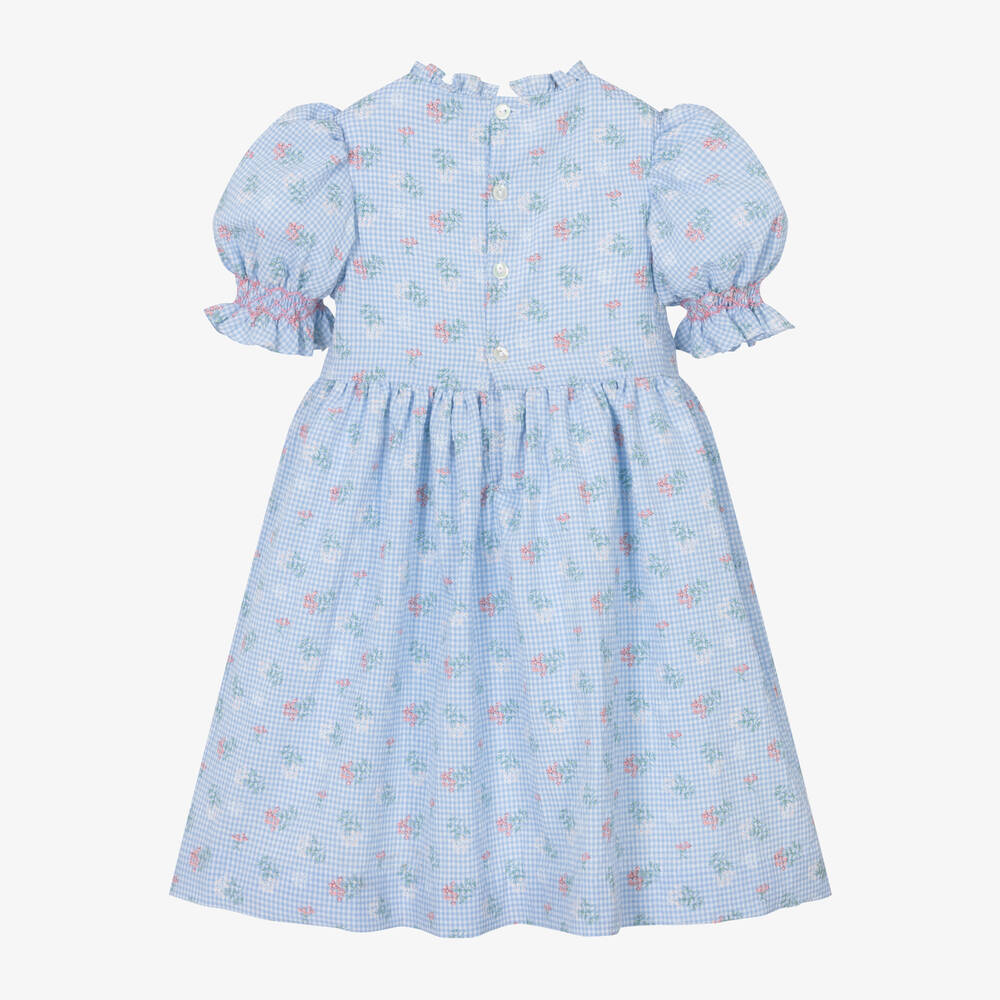 Kidiwi-Girls Blue Check Cotton Dress | Childrensalon Outlet