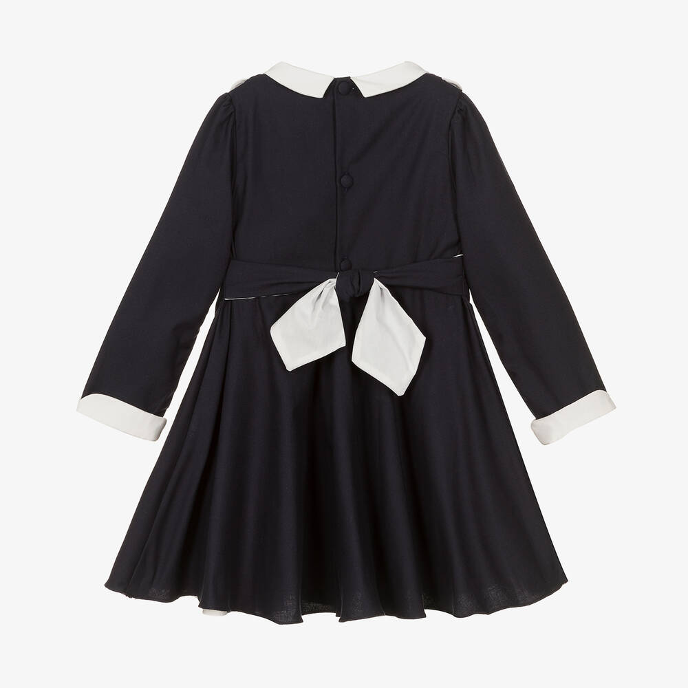 Kidiwi-Girls Blue Cotton Dress  | Childrensalon Outlet