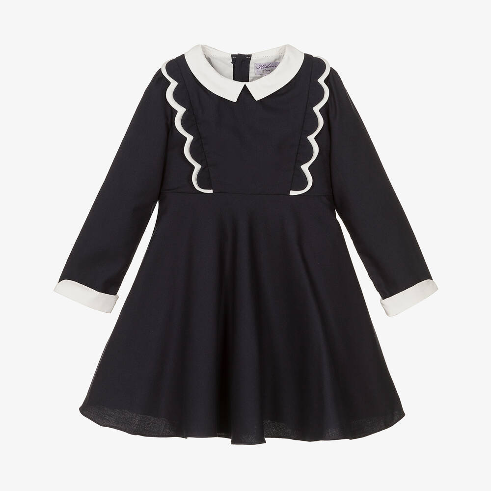 Kidiwi - Girls Blue Cotton Dress  | Childrensalon