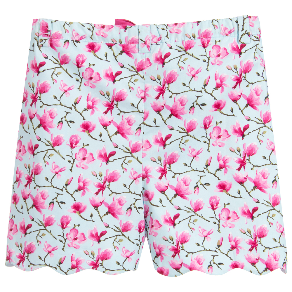 Kidiwi-Girls Blue Cotton Shorts | Childrensalon Outlet