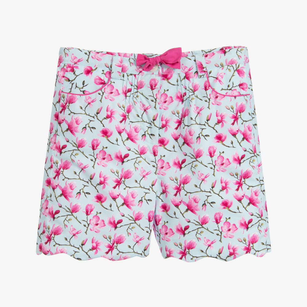 Kidiwi-Girls Blue Cotton Shorts | Childrensalon Outlet