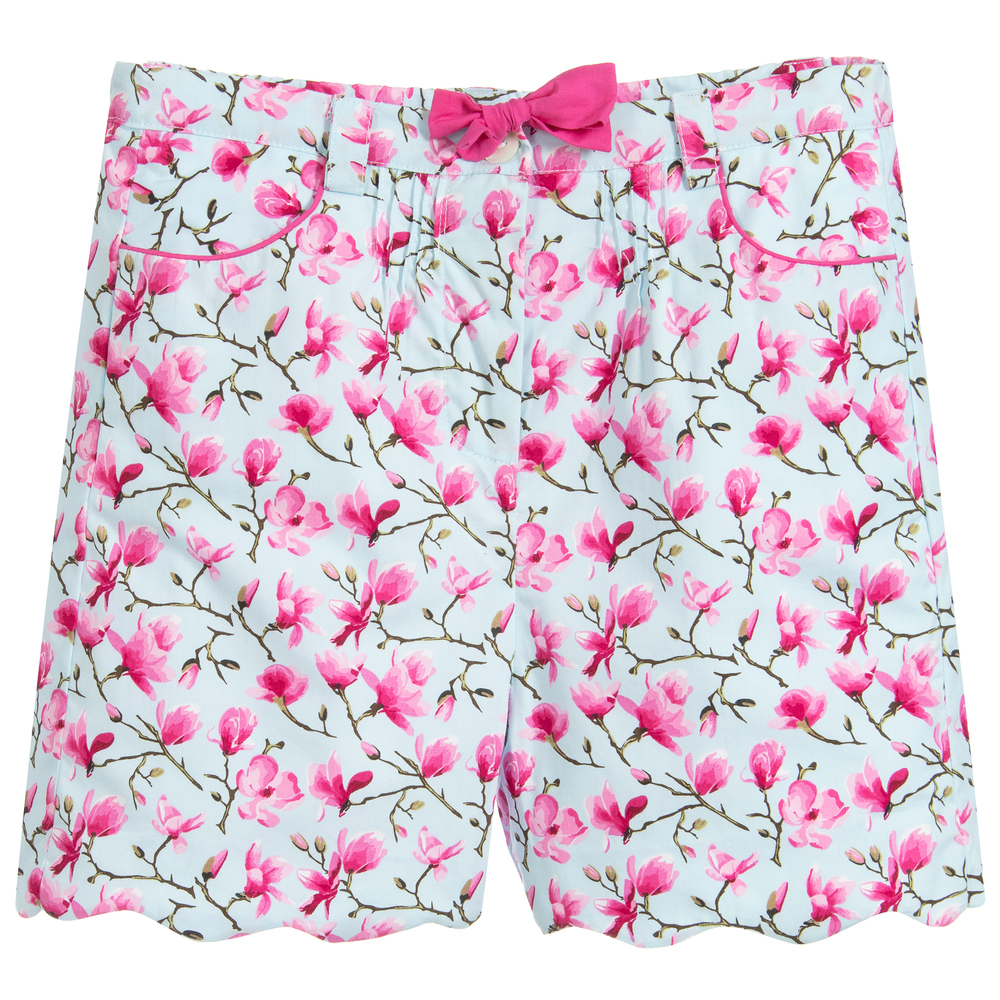 Kidiwi - Girls Blue Cotton Shorts | Childrensalon