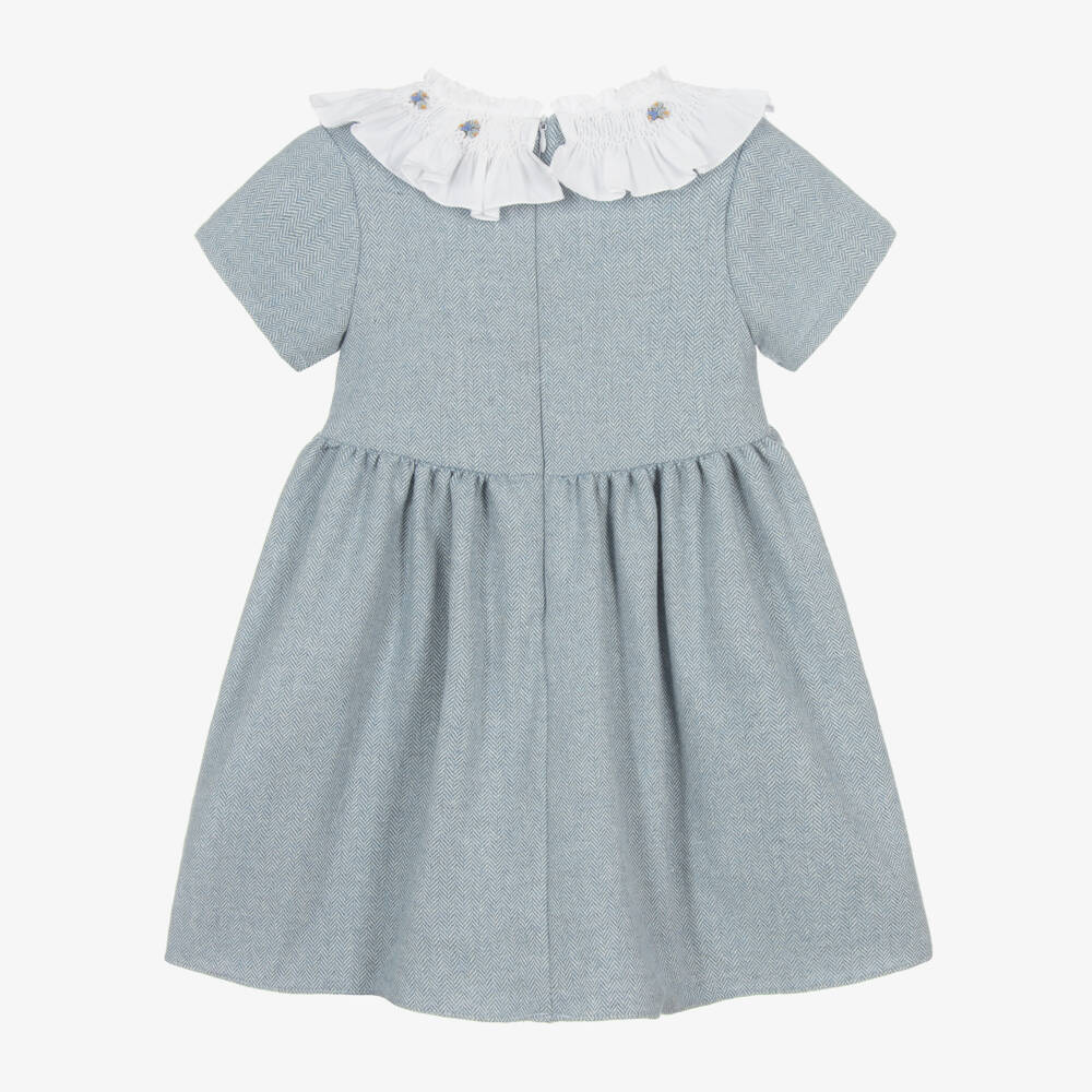 Kidiwi-Girls Blue Ruffle Collar Dress | Childrensalon Outlet