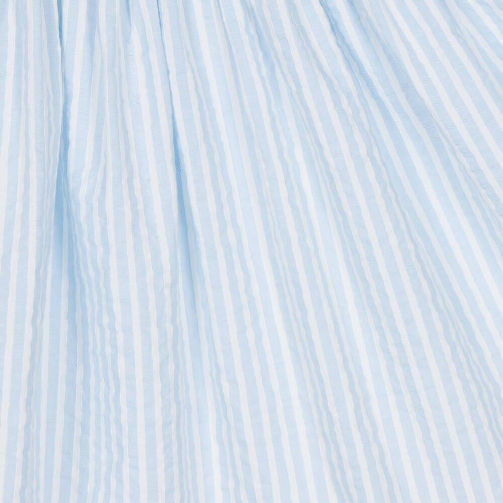 Kidiwi-Girls Blue Striped Cotton Smocked Dress | Childrensalon Outlet