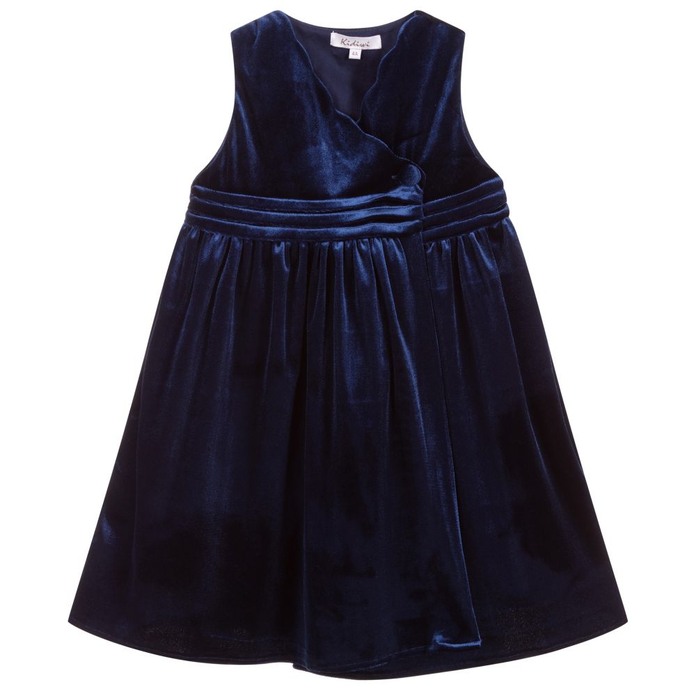 Kidiwi - Girls Blue Velour Dress | Childrensalon