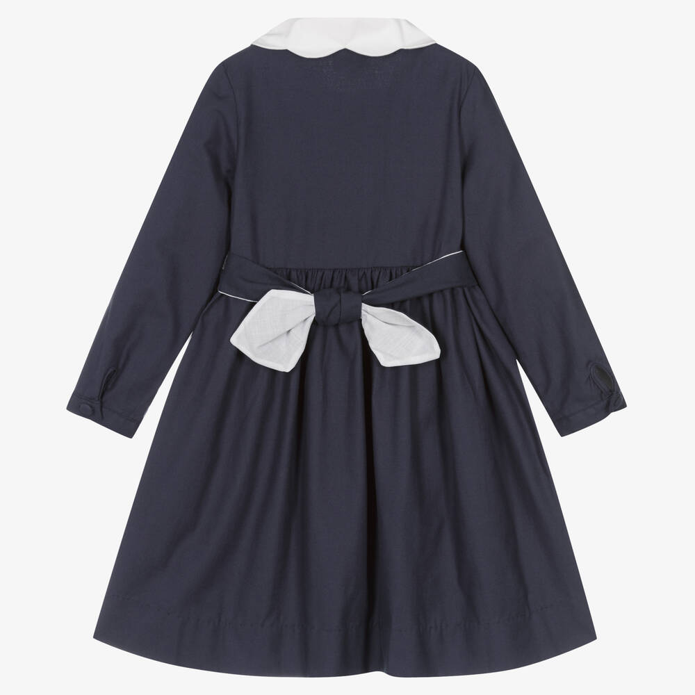 Kidiwi-Girls Blue & White Smocked Dress | Childrensalon Outlet