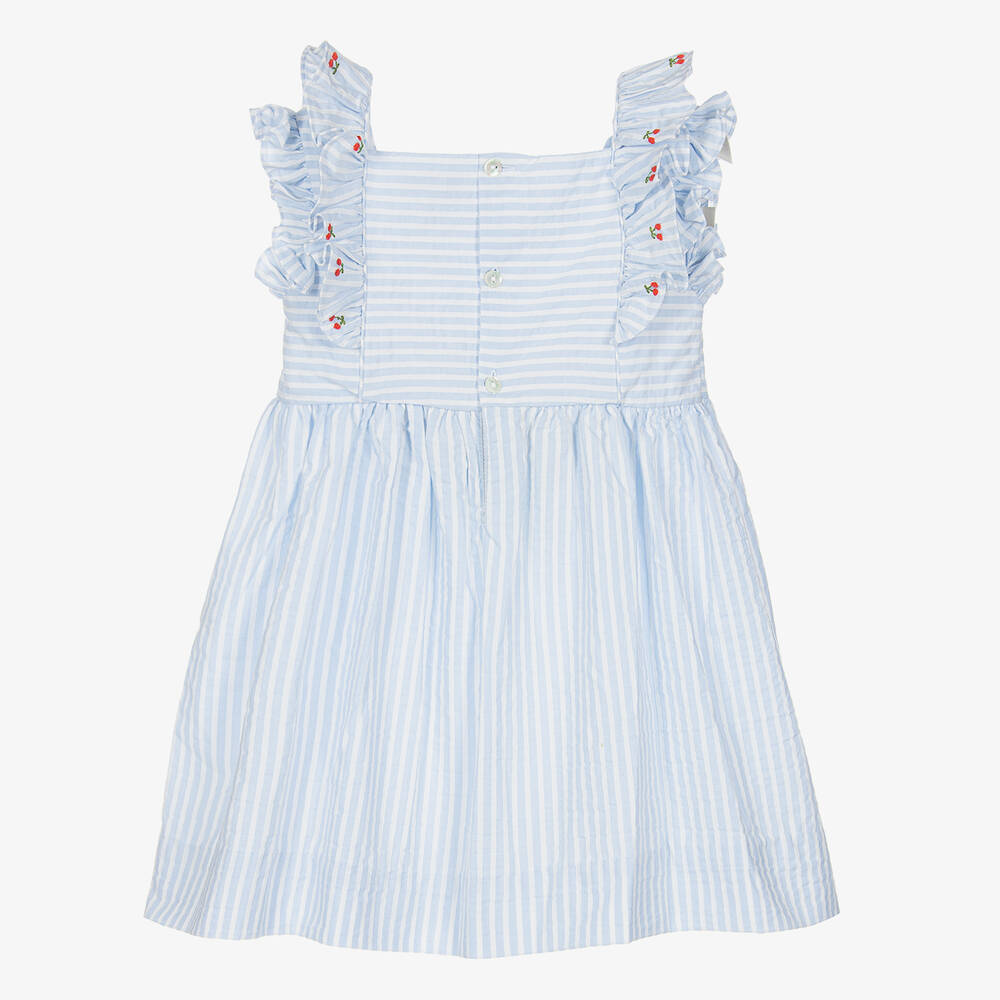 Kidiwi-فستان مزيج قطن مقلم لون أزرق وأبيض | Childrensalon Outlet