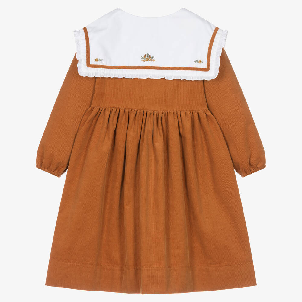 Kidiwi-Girls Brown Needlecord Dress | Childrensalon Outlet