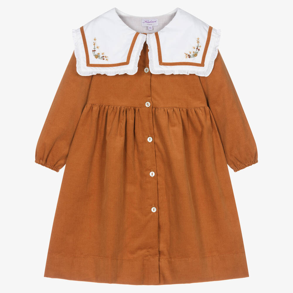Kidiwi - Girls Brown Needlecord Dress | Childrensalon