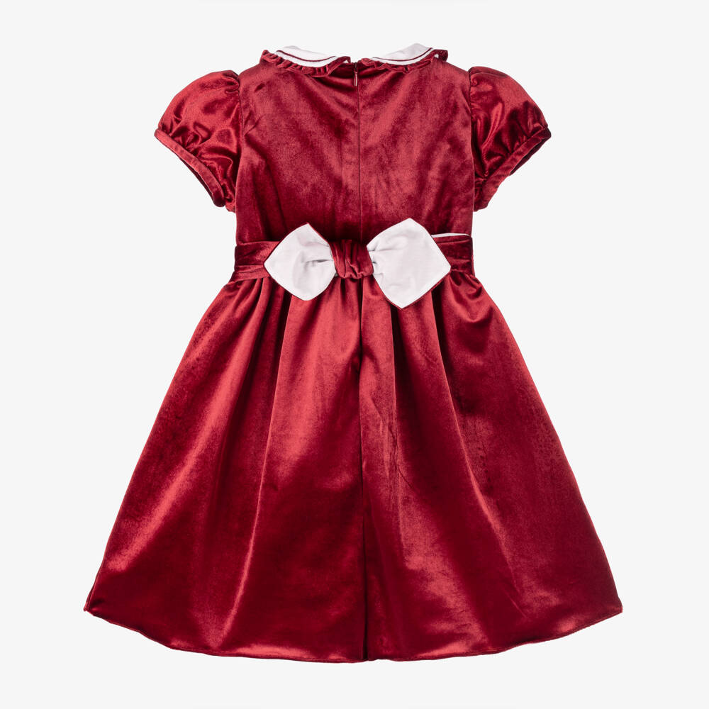 Kidiwi-Girls Burgundy Hand-Smocked Velvet Dress | Childrensalon Outlet