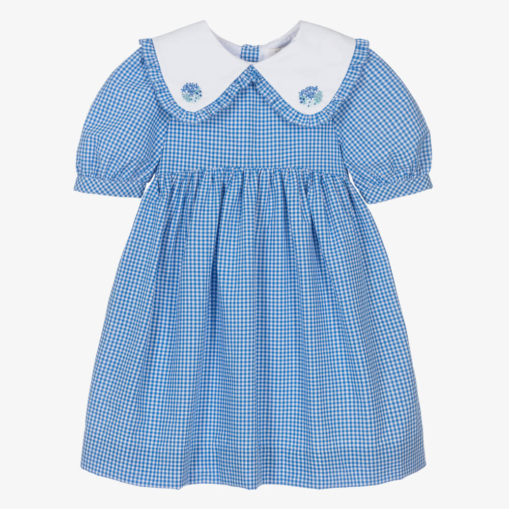 Kidiwi-فستان صيفي كلاسيكي بنقشة المربعات الزرقاء للبنات | Childrensalon Outlet