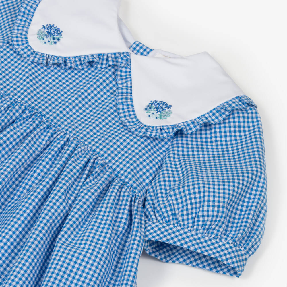 Kidiwi-فستان صيفي كلاسيكي بنقشة المربعات الزرقاء للبنات | Childrensalon Outlet