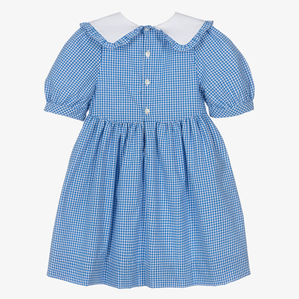 Kidiwi-فستان صيفي كلاسيكي بنقشة المربعات الزرقاء للبنات | Childrensalon Outlet