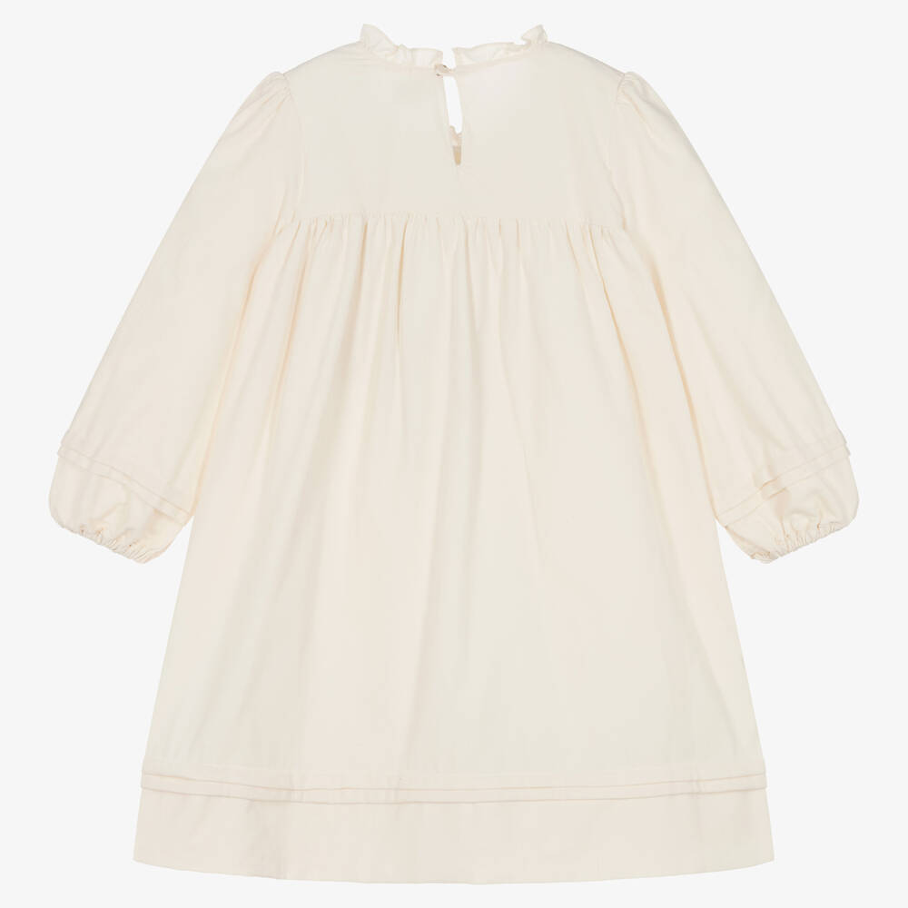 Kidiwi-Girls Ecru Needlecord Smocked Dress | Childrensalon Outlet