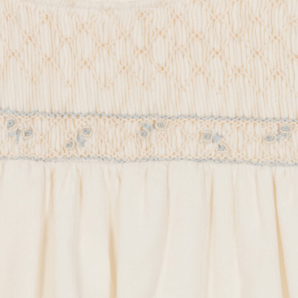 Kidiwi-Girls Ecru Needlecord Smocked Dress | Childrensalon Outlet
