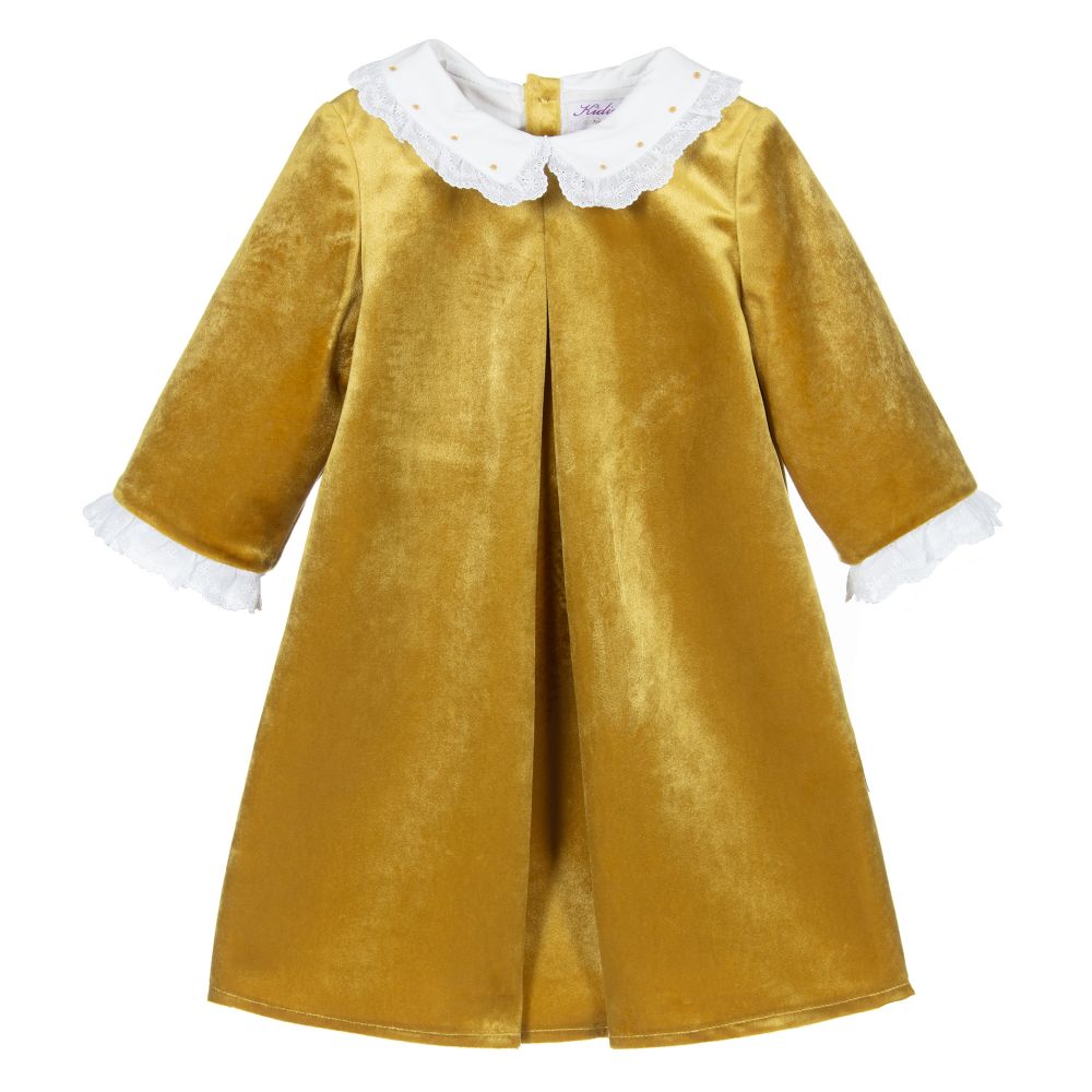 Kidiwi - Robe dorée en velours Fille | Childrensalon