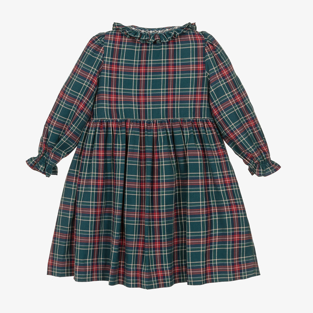 Kidiwi Girls Green Smocked Tartan Dress Childrensalon Outlet