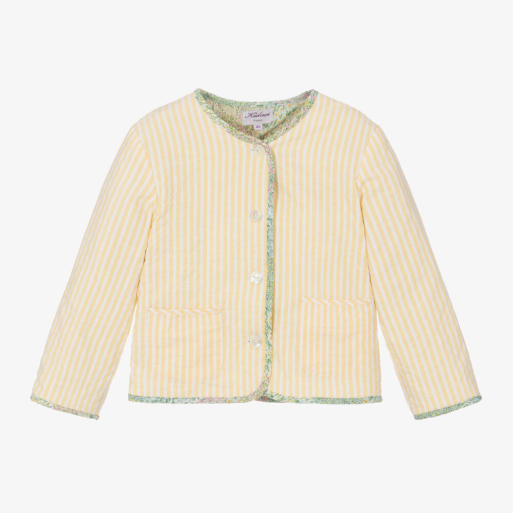 Kidiwi-Girls Green & Yellow Reversible Jacket | Childrensalon Outlet
