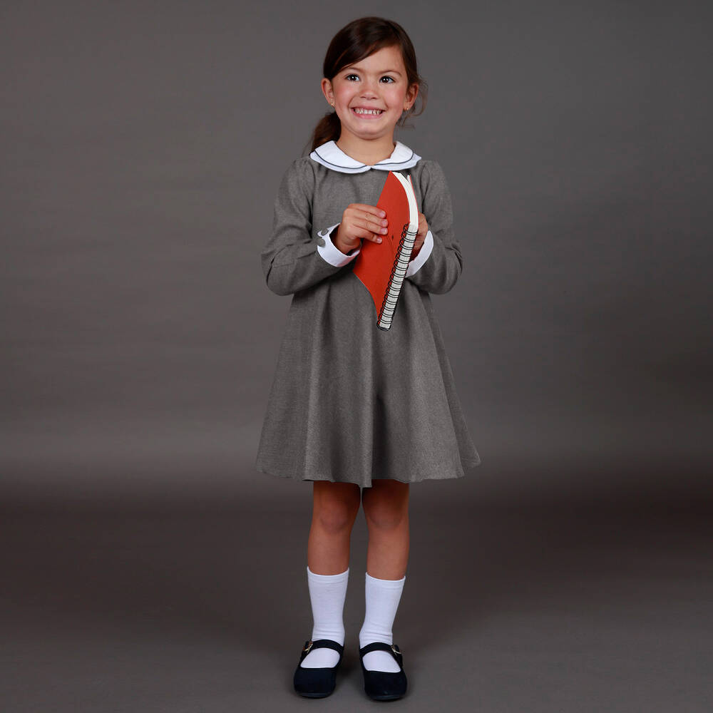 Kidiwi-Girls Grey Cotton Dress | Childrensalon Outlet