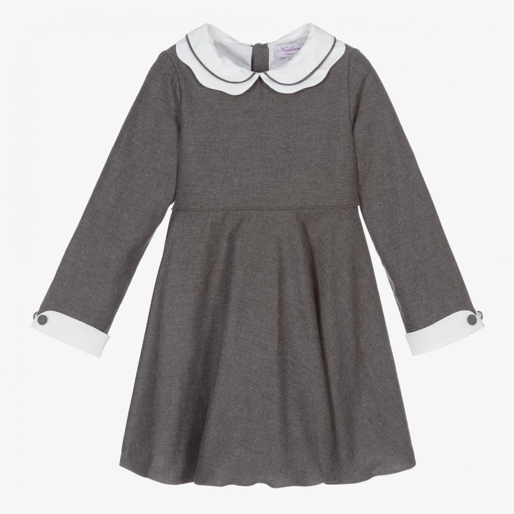 Kidiwi - Girls Grey Cotton Dress | Childrensalon