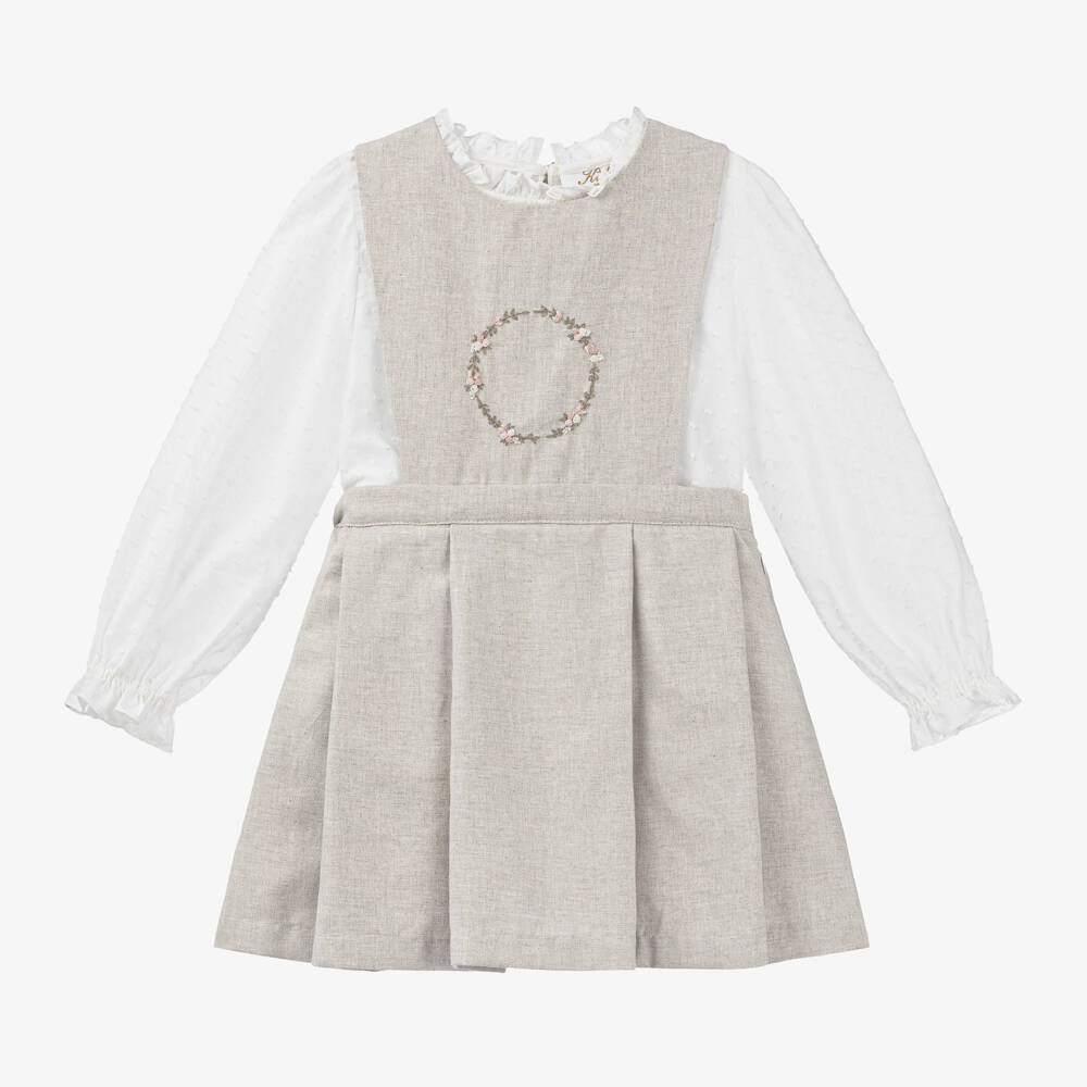Kidiwi-طقم فستان بينافور قطن لون بيج | Childrensalon Outlet