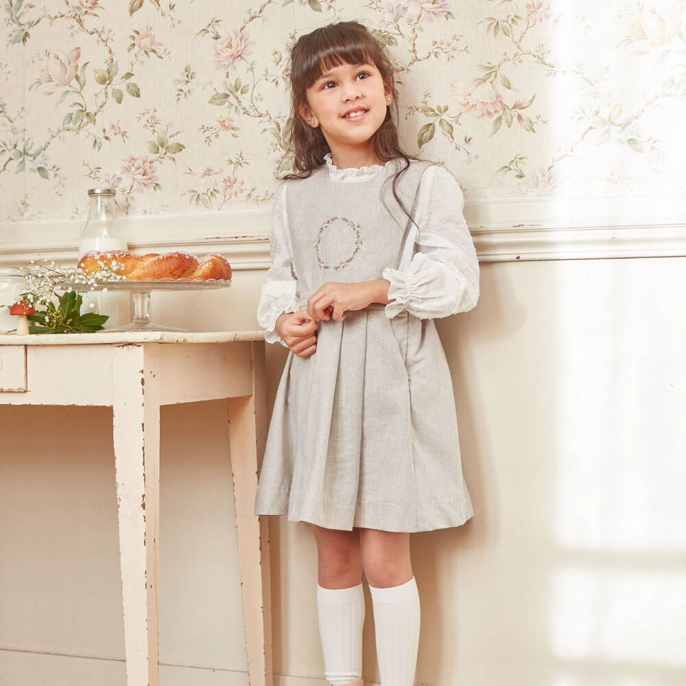 Kidiwi-Girls Ivory and Beige Dress Ensemble | Childrensalon Outlet