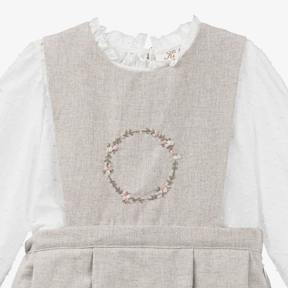 Kidiwi-Girls Ivory and Beige Dress Ensemble | Childrensalon Outlet