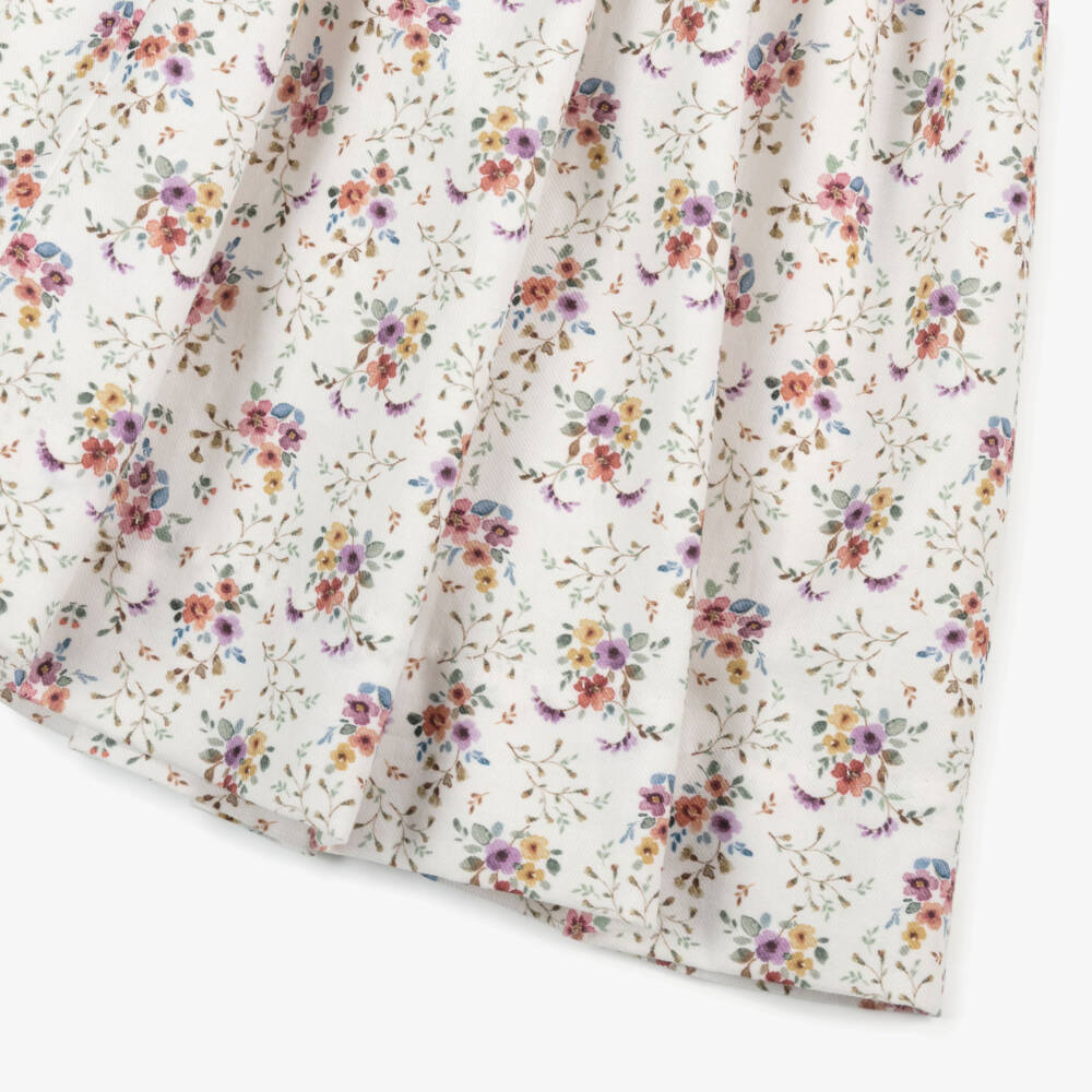 Kidiwi-Girls Ivory Floral Hand-Smocked Cotton Dress | Childrensalon Outlet