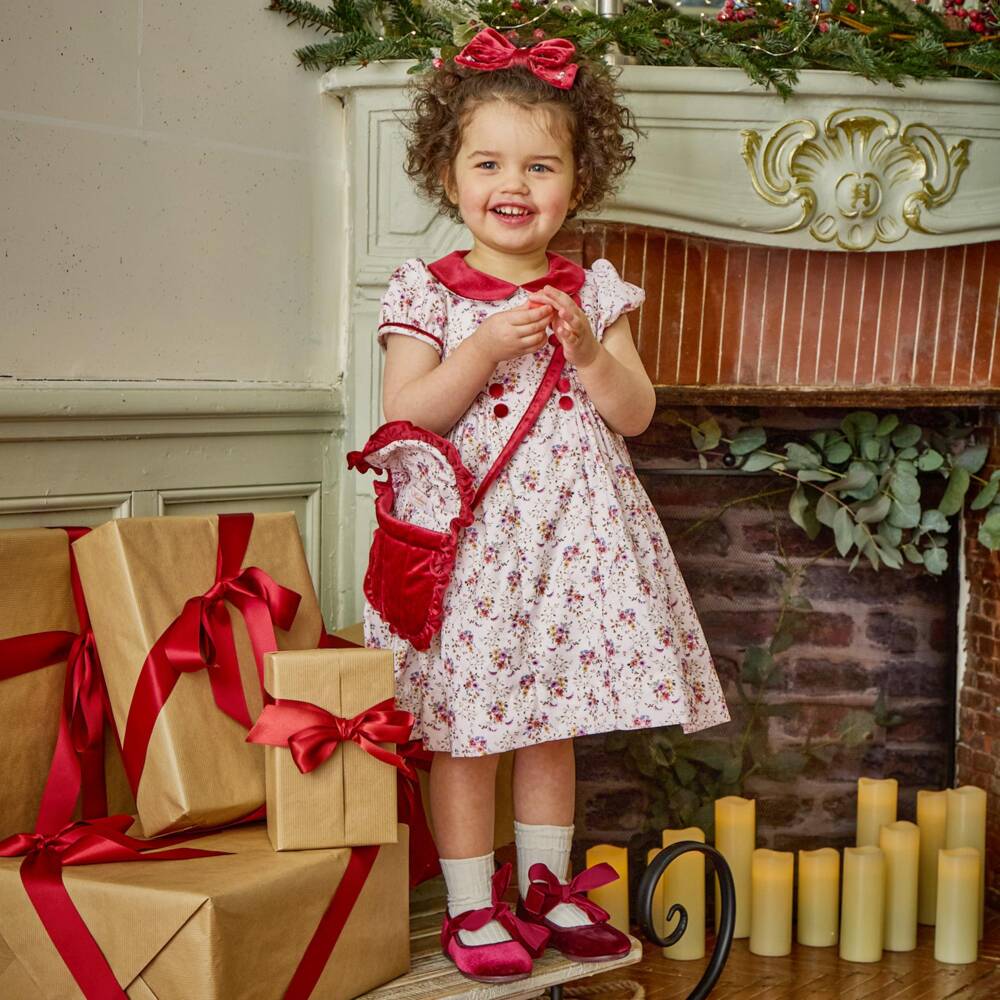 Kidiwi-Girls Ivory Floral Hand-Smocked Cotton Dress | Childrensalon Outlet