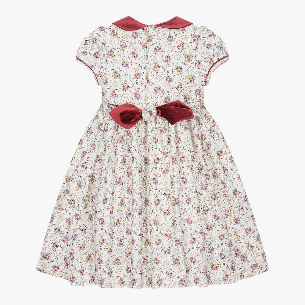 Kidiwi-Girls Ivory Handcrafted Floral Dress | Childrensalon Outlet