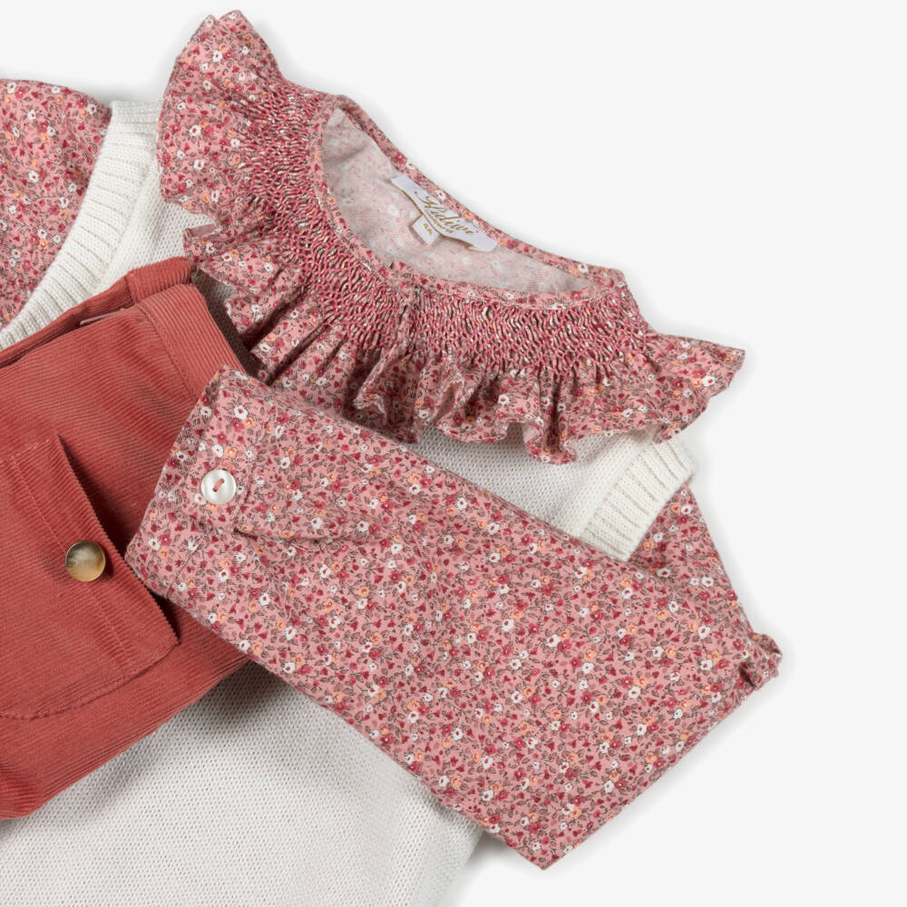 Kidiwi-Girls Ivory & Terracotta Trousers Ensemble | Childrensalon Outlet