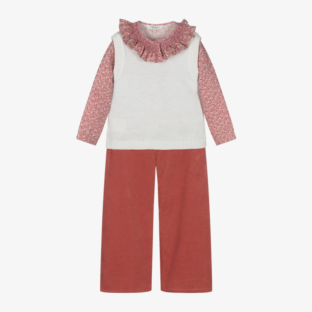 Kidiwi-Girls Ivory & Terracotta Trousers Ensemble | Childrensalon Outlet
