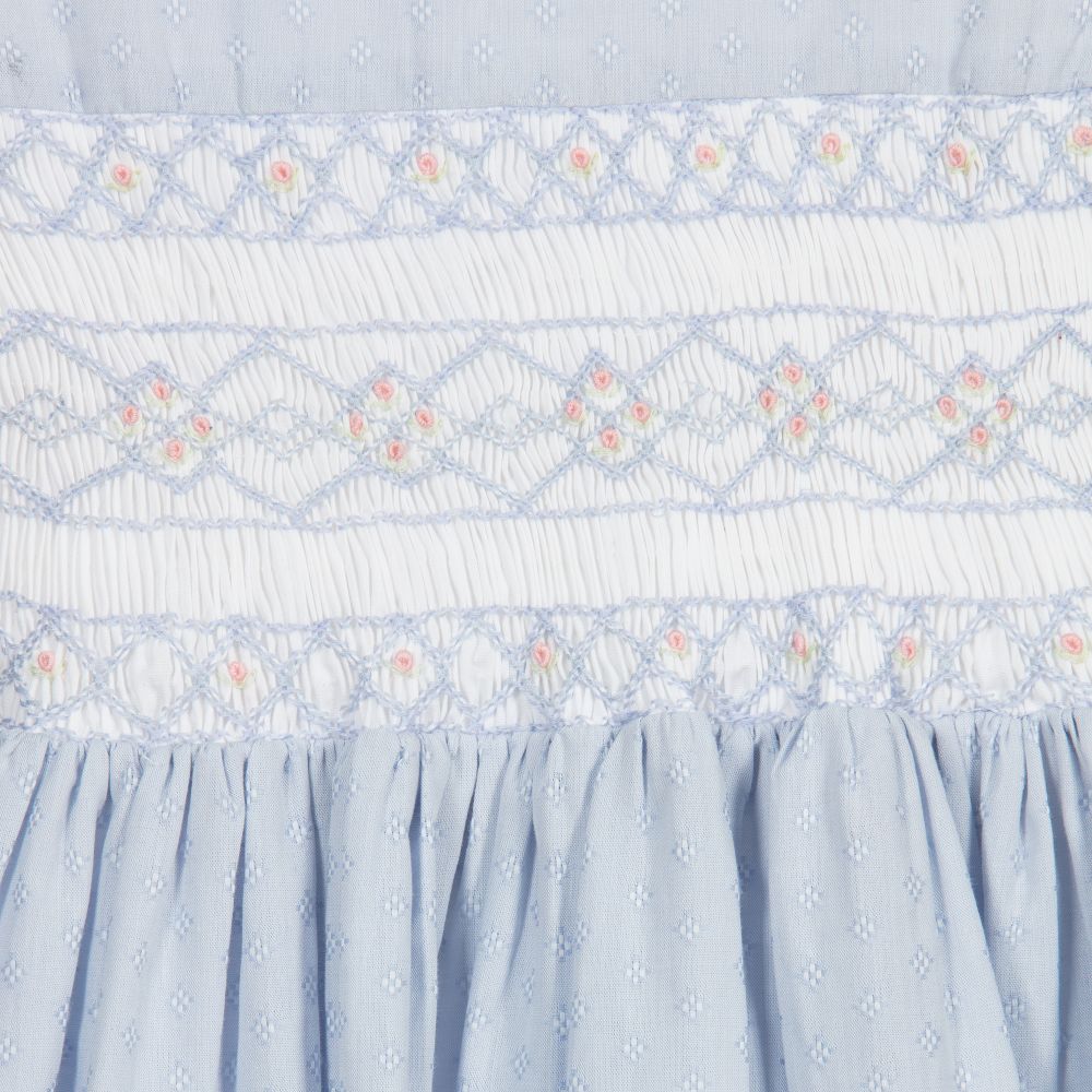 Kidiwi - Girls Light Blue Smocked Dress 