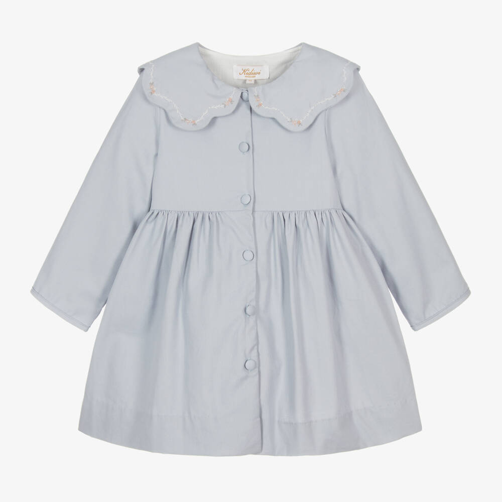 Kidiwi-Girls Light Blue Twill Dress | Childrensalon Outlet